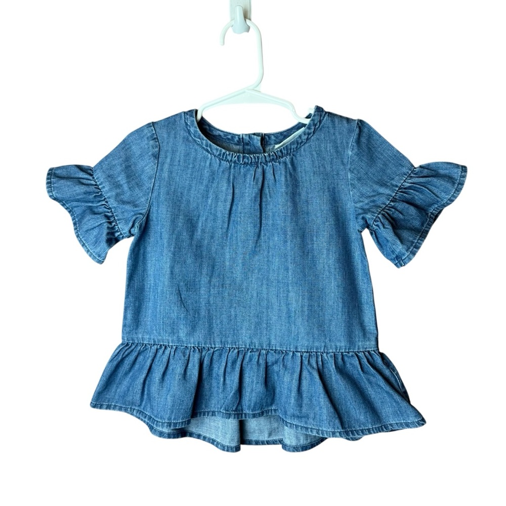 Cat‎ & Jack Chambray Ruffle Top 2T